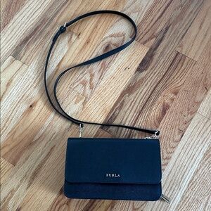 Furla Sleek Black Leather Crossbody